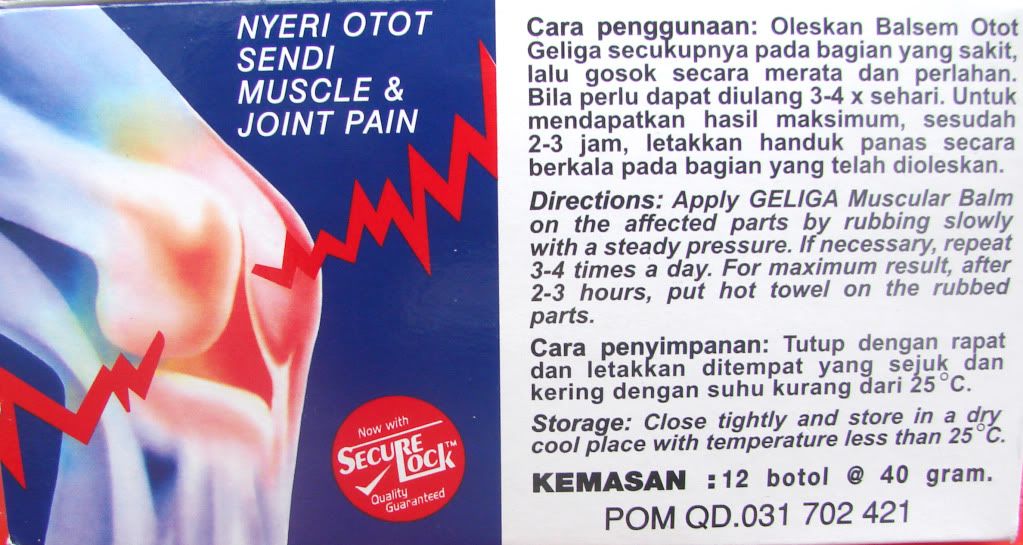 Dầu nóng Geliga 43k/hộp cho người già, đau nhức xương khớp..made in Indonesia.