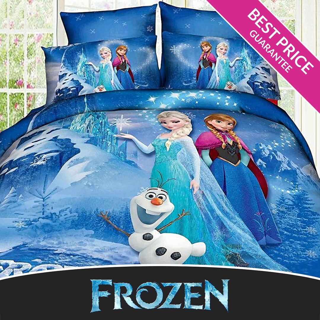 ... Frozen Anna Elsa 100% Cotton Twin Full Quilt Duvet Cover Bedding Set