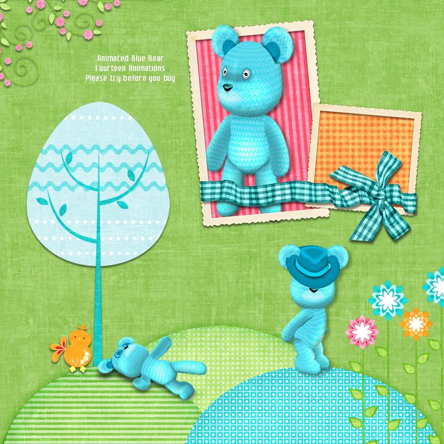Cute Animated Blue Bear with 14 Animations