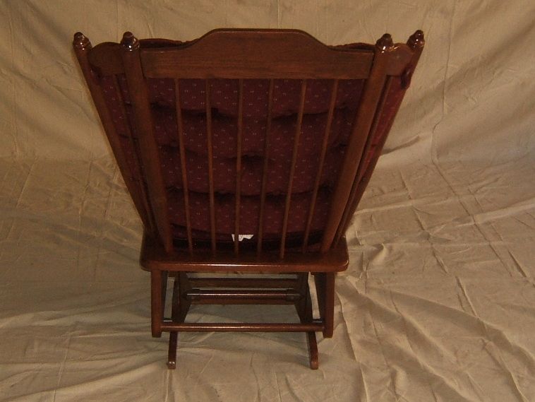 Towne Square Glider Rocker & Ottoman Midtone Stain/Burgundy Solid Oak Upholstery eBay