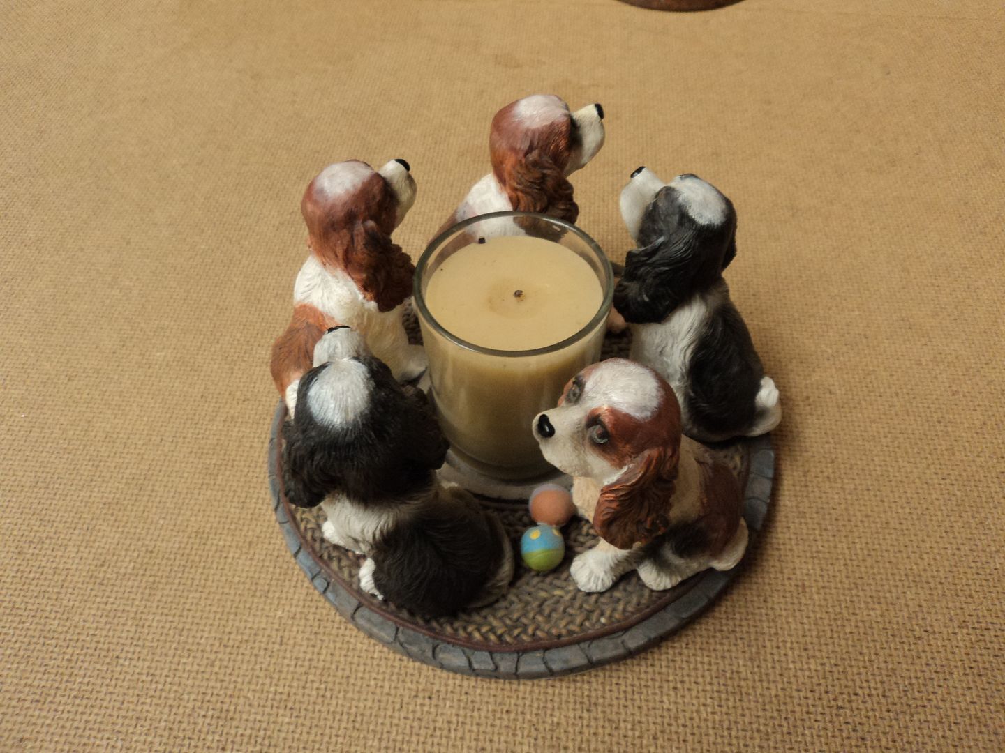 CLite Candles Dog Candle Holder 6in D x 4in H Brown/White/Black Ceramic eBay