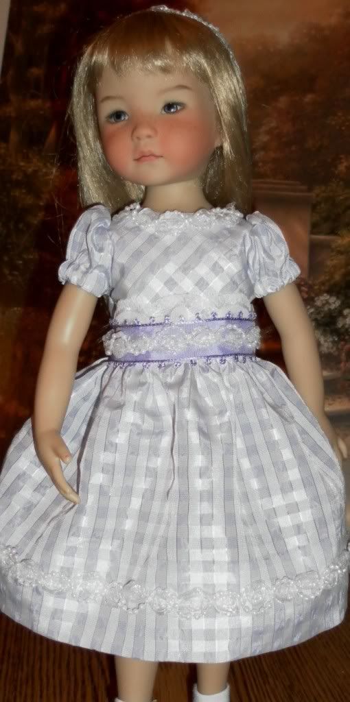 Tafetta Lavender Checked Dress & Headband fit Effner 13 Little 