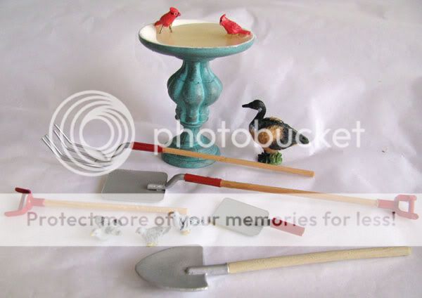   GARDEN Lot   Birds, Duck, Rake, Shovel, Bird Bath & Trowel NEW  