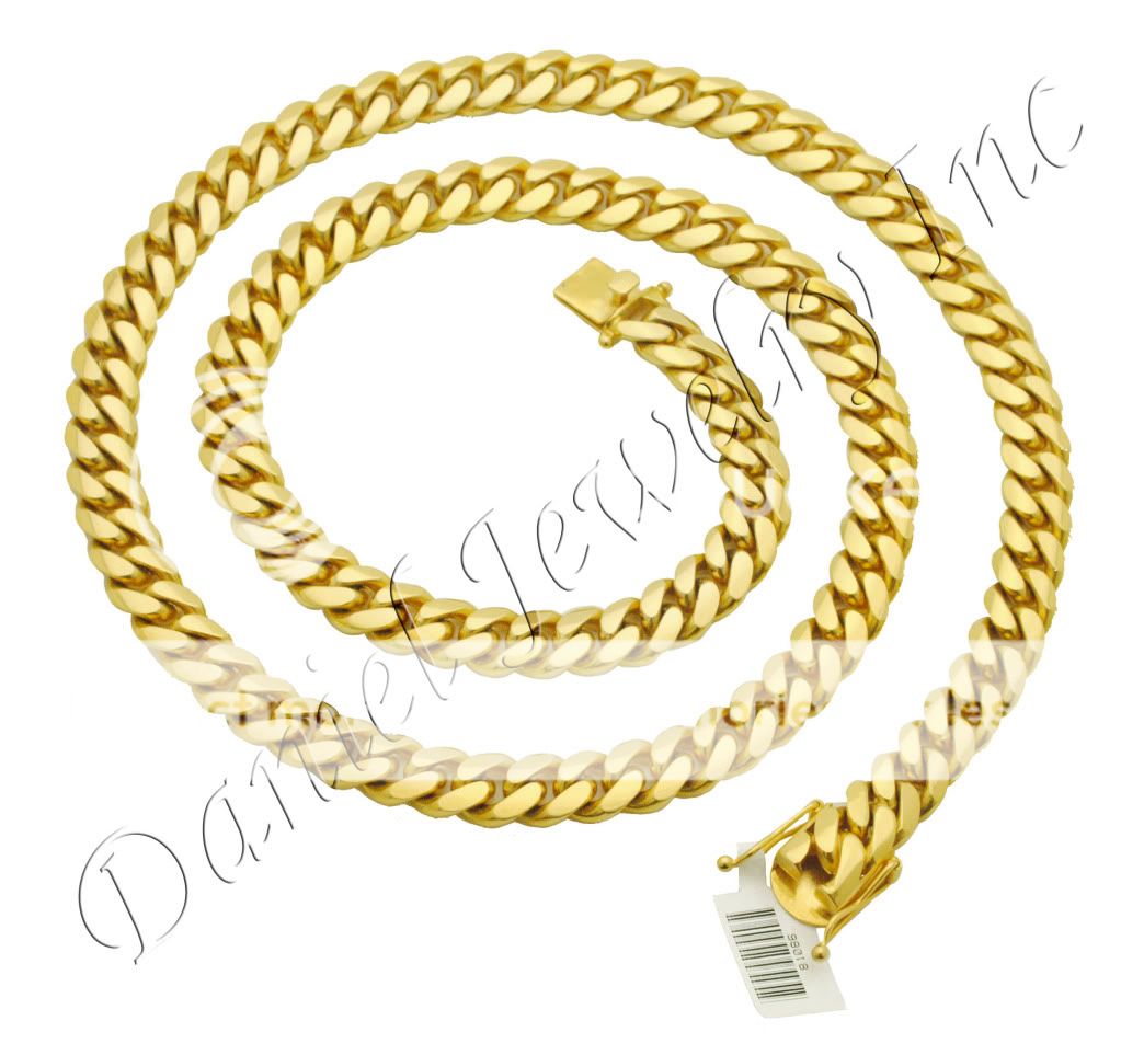 D Miami Cuban Curb Link Chain 30 28 26 24 22 14k gold 